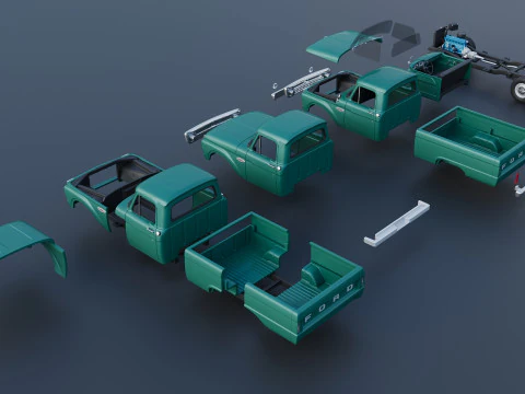 Pickup Truck F100 Short Bed 1966 3D Print Model