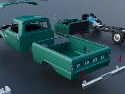 Pickup Truck F100 Short Bed 1966 3D Print Model