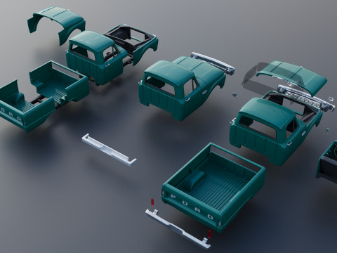 Pickup Truck F100 Short Bed 1966 Model do druku 3D