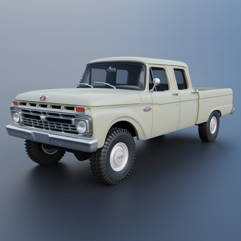 Pickup Truck F250 Crew Cab 1966 3D Druckmodell .c4d .max .obj .3ds .fbx .stl .blend