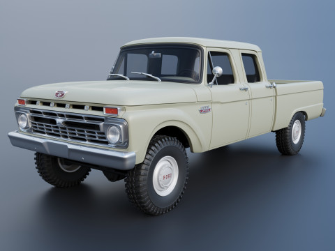 Pickup Truck F250 Crew Cab 1966 Modèles 3D en vedette
