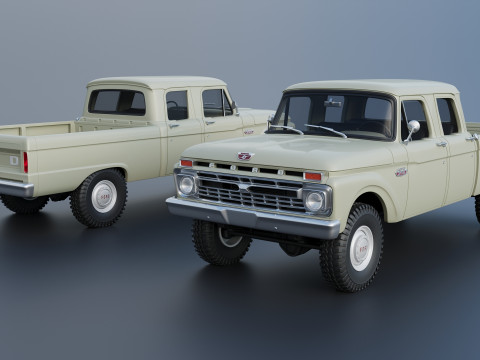 Pickup Truck F250 Crew Cab 1966 3D Druckmodell