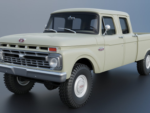 Pickup Truck F250 Crew Cab 1966 3D Druckmodell