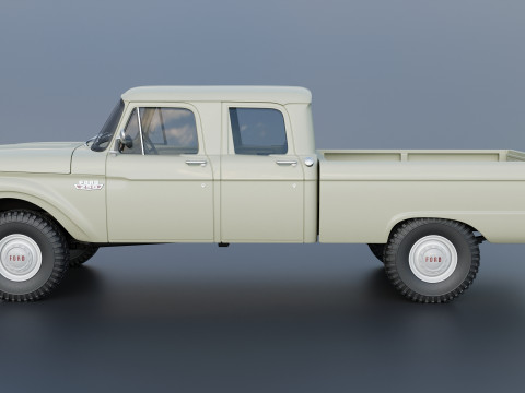 Pickup Truck F250 Crew Cab 1966 3D Druckmodell
