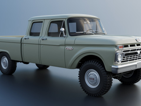 Pickup Truck F250 Crew Cab 1966 3D Druckmodell