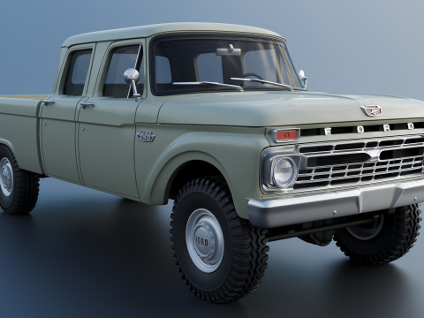 Pickup Truck F250 Crew Cab 1966 3D Druckmodell