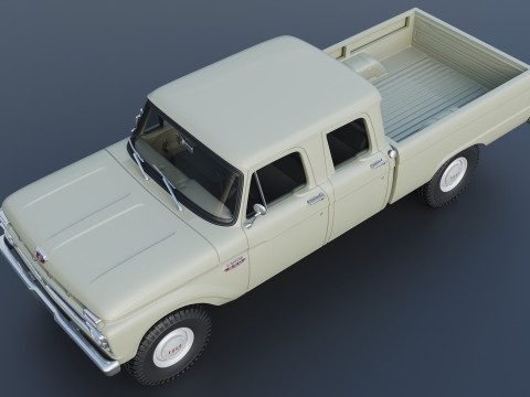 Pickup Truck F250 Crew Cab 1966 3D Druckmodell