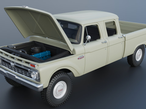 Pickup Truck F250 Crew Cab 1966 3D Druckmodell