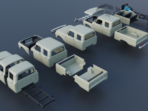 Pickup Truck F250 Crew Cab 1966 3D Druckmodell