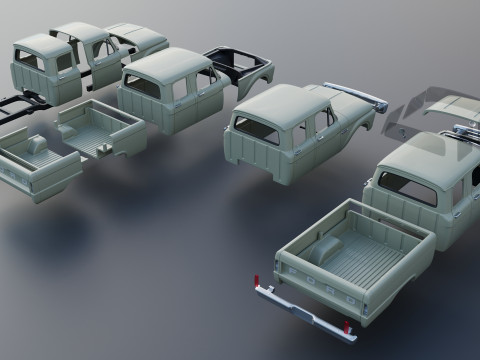 Pickup Truck F250 Crew Cab 1966 3D Druckmodell
