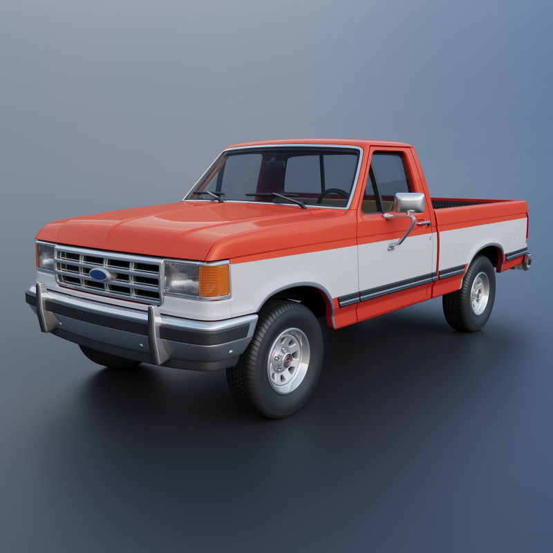 Pickup Truck F-150 Short Bed 1987 3D Print Model .c4d .max .obj .3ds .fbx .stl .blend 