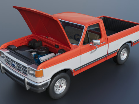Pickup Truck F-150 Short Bed 1987 3D Print Model