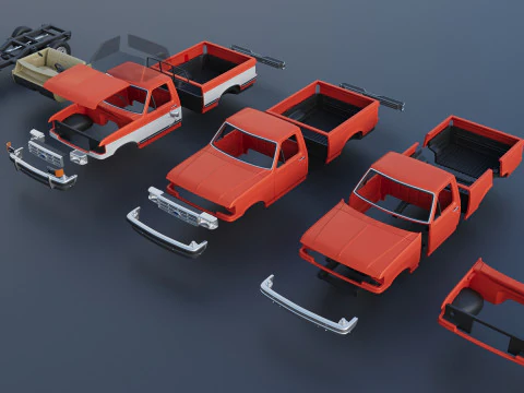 Pickup Truck F-150 Short Bed 1987 3D Print Model