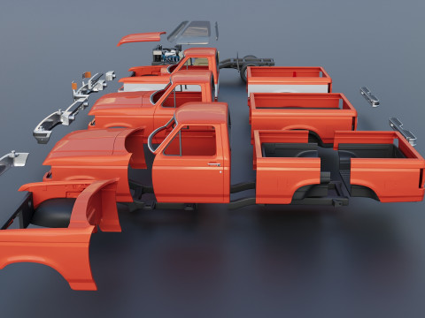 Pickup Truck F-150 Short Bed 1987 3D Print Model