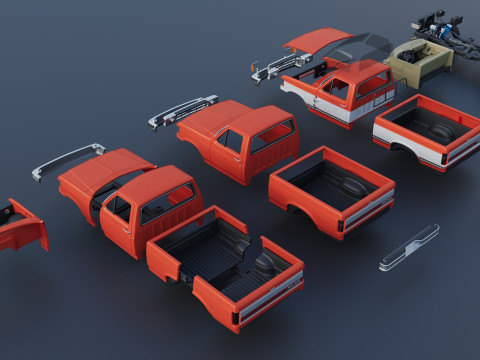 Pickup Truck F-150 Short Bed 1987 3D Print Model