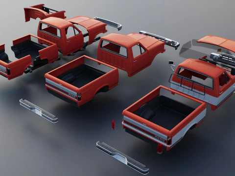 Pickup Truck F-150 Short Bed 1987 3D Print Model
