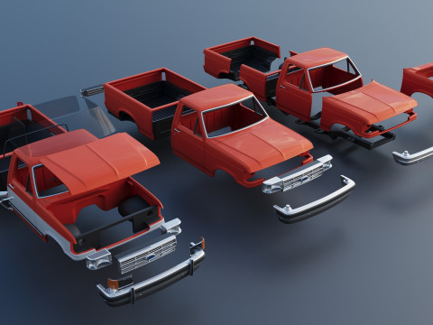 Pickup Truck F-150 Short Bed 1987 3D Print Model