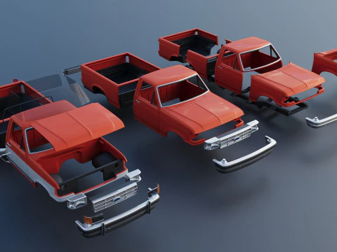Pickup Truck F-150 Short Bed 1987 3D Print Model