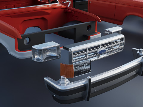 Pickup Truck F-150 Short Bed 1987 3D Print Model