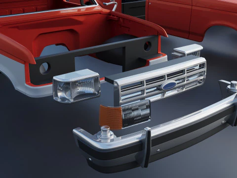 Pickup Truck F-150 Short Bed 1987 3D Print Model