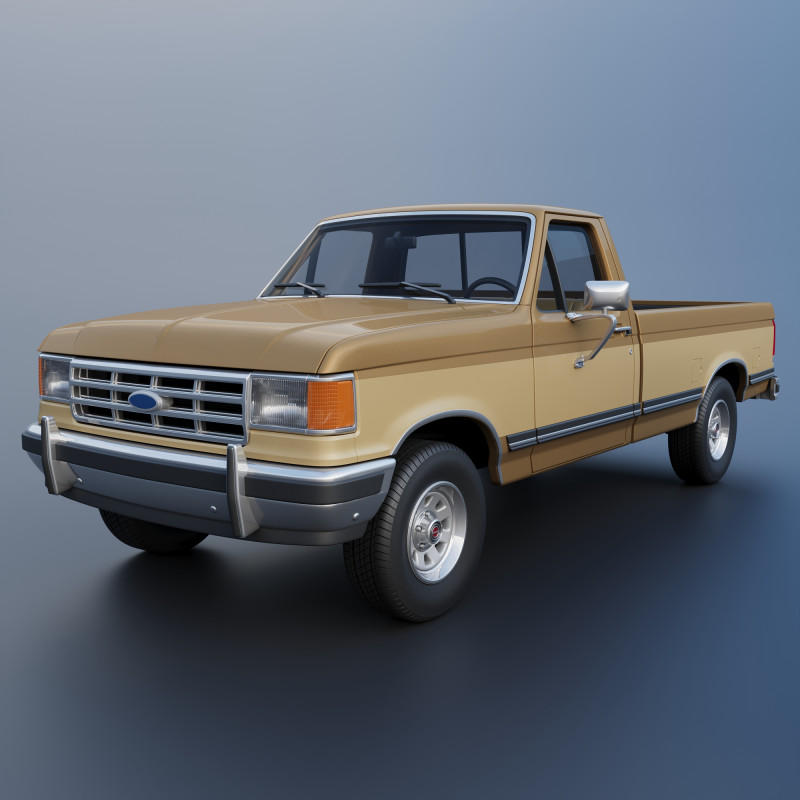 皮卡车 F-150 长床 1987 年 3D 打印模型 .c4d .max .obj .3ds .fbx .stl .blend 