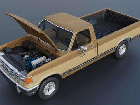 Pickup Truck F-150 Long Bed 1987 3D Print Model