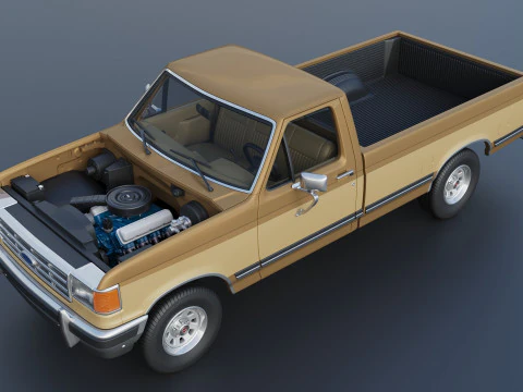 Pickup Truck F-150 Long Bed 1987 3D Print Model