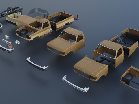 皮卡车 F-150 长床 1987 年 3D 打印模型