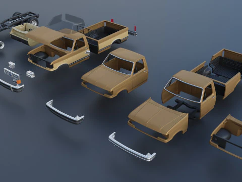Pickup Truck F-150 Long Bed 1987 3D Print Model