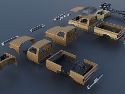 皮卡车 F-150 长床 1987 年 3D 打印模型