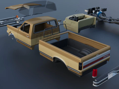 Pickup Truck F-150 Long Bed 1987 3D Print Model