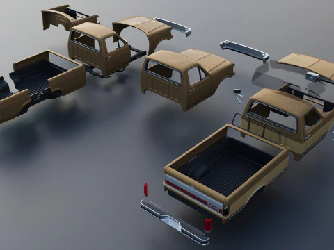 Pickup Truck F-150 Long Bed 1987 3D Print Model