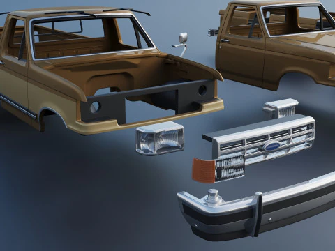 Pickup Truck F-150 Long Bed 1987 3D Print Model