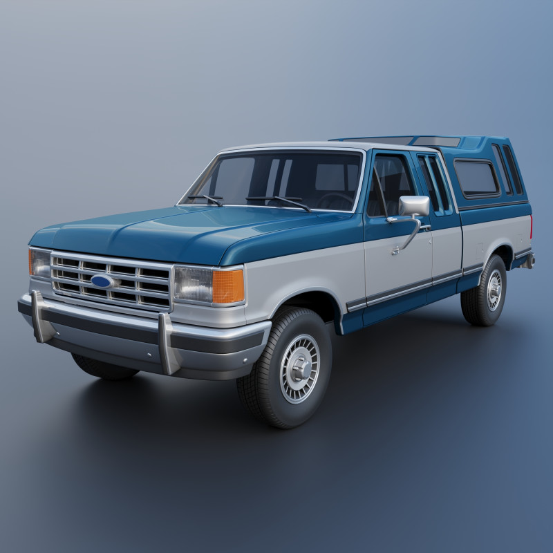 Camioneta F-150 de caja larga 1987 Modelo de impresión 3D .c4d .max .obj .3ds .fbx .stl .blend