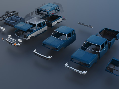 Camioneta F-150 de caja larga 1987 Modelo de impresión 3D