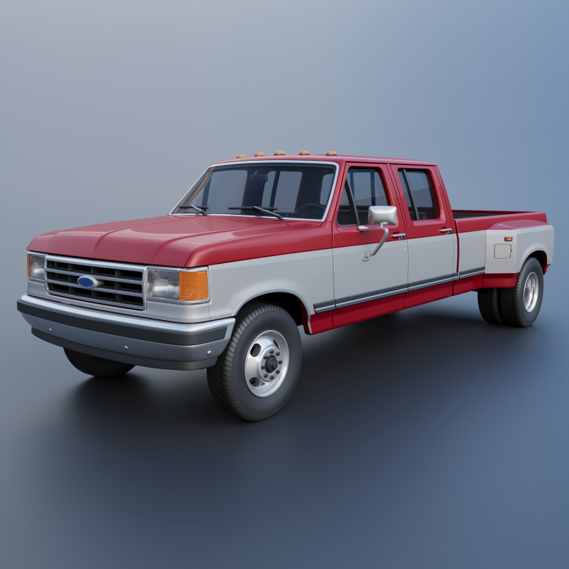 ピックアップ トラック F-350 クルーキャブ デュアル 1987 3Dプリントモデル .c4d .max .obj .3ds .fbx .stl .blend