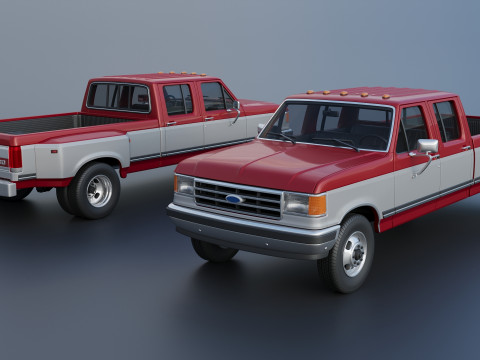 Kamyonet F-350 Mürettebat Kabini İkili 1987 3D Baskı Modeli
