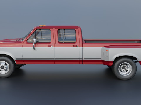 Kamyonet F-350 Mürettebat Kabini İkili 1987 3D Baskı Modeli