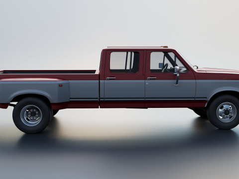 Kamyonet F-350 Mürettebat Kabini İkili 1987 3D Baskı Modeli
