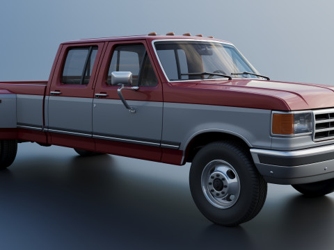 Kamyonet F-350 Mürettebat Kabini İkili 1987 3D Baskı Modeli