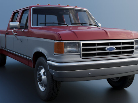 Kamyonet F-350 Mürettebat Kabini İkili 1987 3D Baskı Modeli