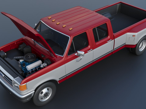 Kamyonet F-350 Mürettebat Kabini İkili 1987 3D Baskı Modeli