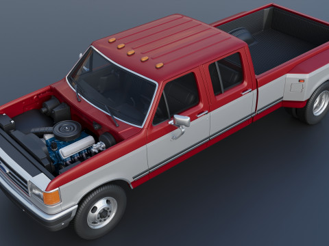 Kamyonet F-350 Mürettebat Kabini İkili 1987 3D Baskı Modeli