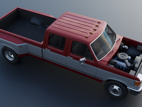 Kamyonet F-350 Mürettebat Kabini İkili 1987 3D Baskı Modeli