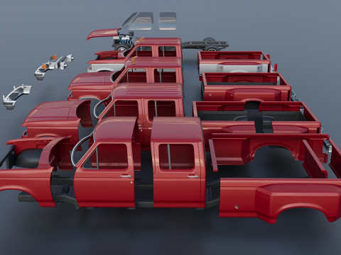 Kamyonet F-350 Mürettebat Kabini İkili 1987 3D Baskı Modeli