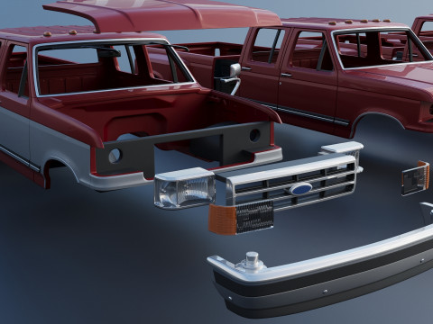 Kamyonet F-350 Mürettebat Kabini İkili 1987 3D Baskı Modeli