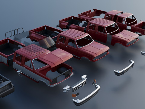 Kamyonet F-350 Mürettebat Kabini İkili 1987 3D Baskı Modeli