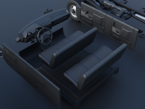 Kamyonet F-350 Mürettebat Kabini İkili 1987 3D Baskı Modeli