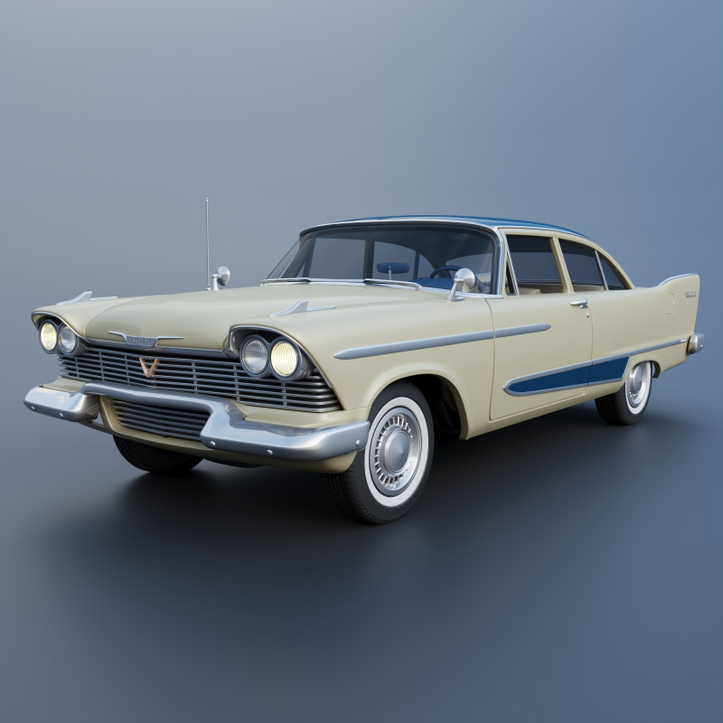 プリマス・プラザ 1958 3Dプリントモデル .c4d .max .obj .3ds .fbx .stl .blend 