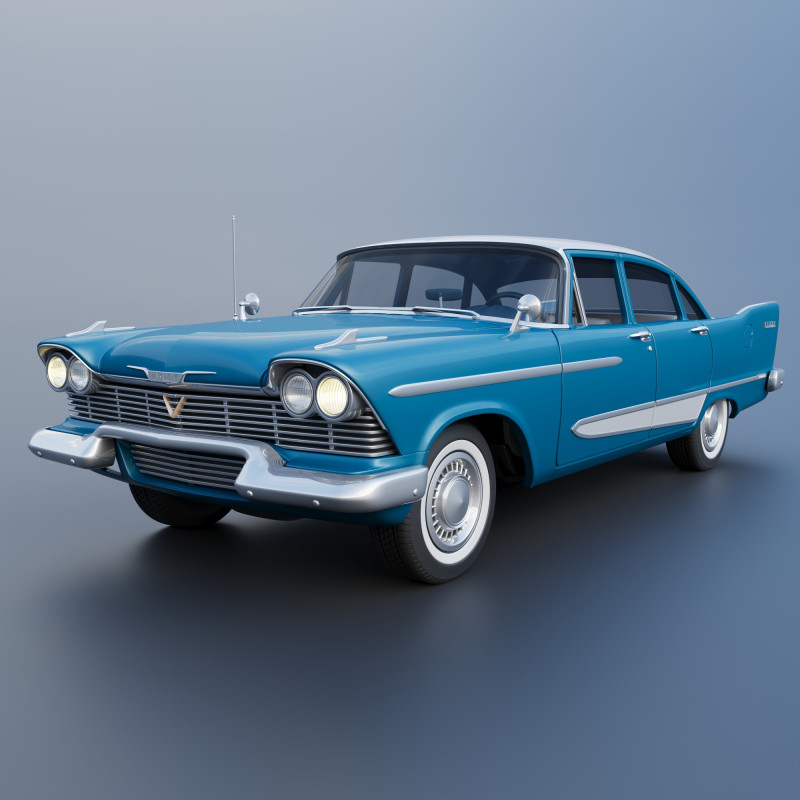 Plymouth Plaza 4 porte 1958 Modello di stampa 3D .c4d .max .obj .3ds .fbx .stl .blend 